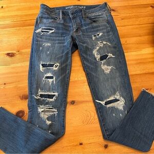 American Eagle outfitters Super Stretch Super Low Legging Ripped Raw Edges 6